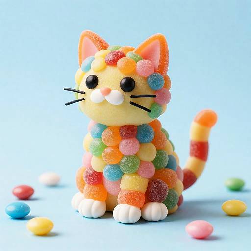 Vibrant Playful Jellybean Candy Cat
