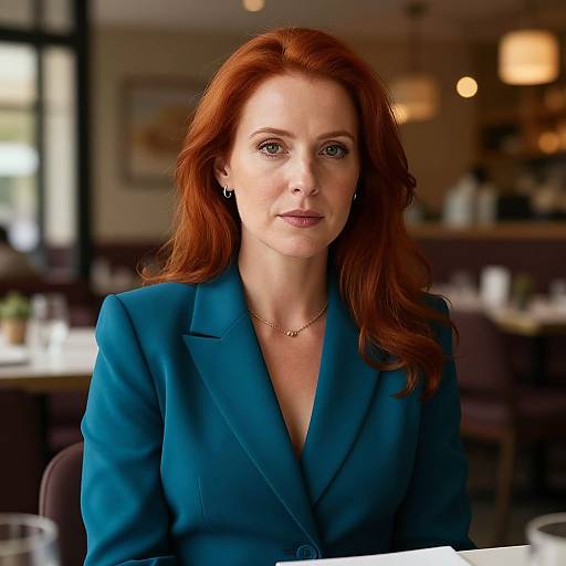Photorealistic Red-Haired Businesswoman