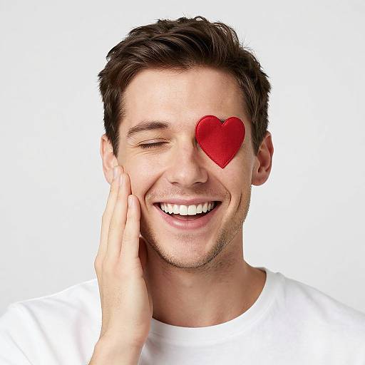 Man with Heart on Face Expressing Love