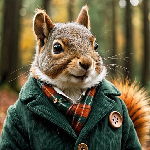 Charming Squirrel in Woodland Attire Charming Squirrel in Woodland Attire