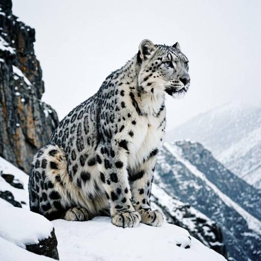 Majestic Snow Leopard on a Cliff Majestic Snow Leopard on a Cliff