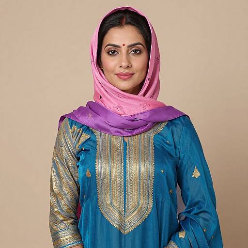 Elegant Woman in Colorful Dress