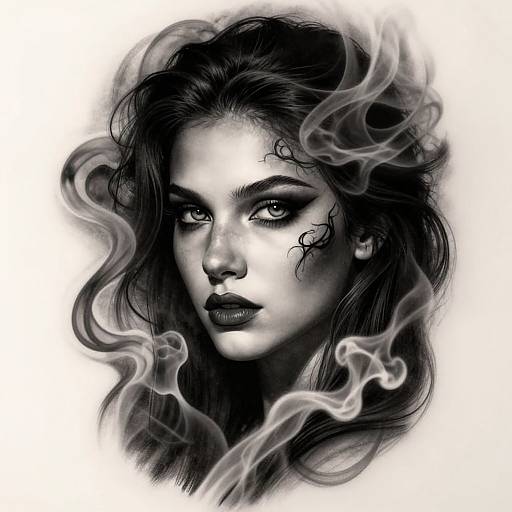 Surreal Black & Grey Tattoo Portrait
