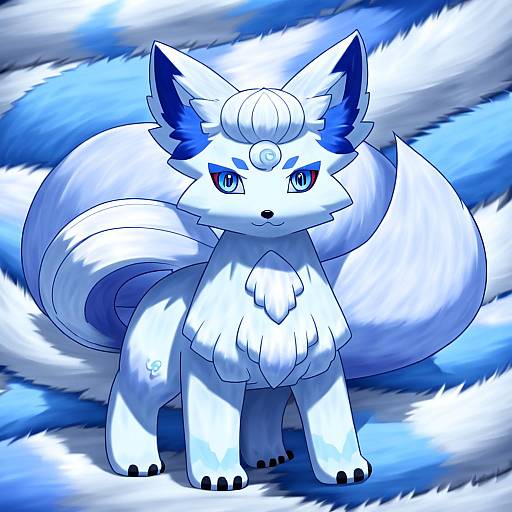 Illustration of Alolan vulpix, pokemon in the style of Scottie (phantom2)
