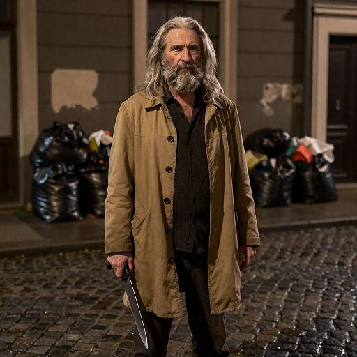 Mysterious Grizzled Man in Moonlight