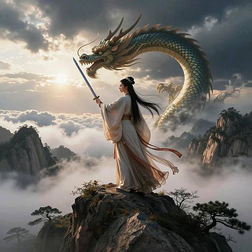 Taoist Priest Battles Loong on Peak