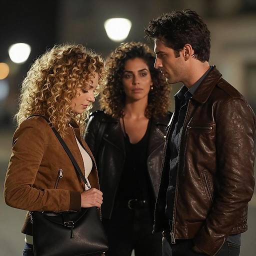 Nighttime Portrait of three Intense Figures