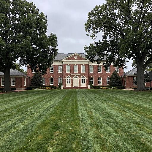 Elegant Brick Building Surrounded by Nature