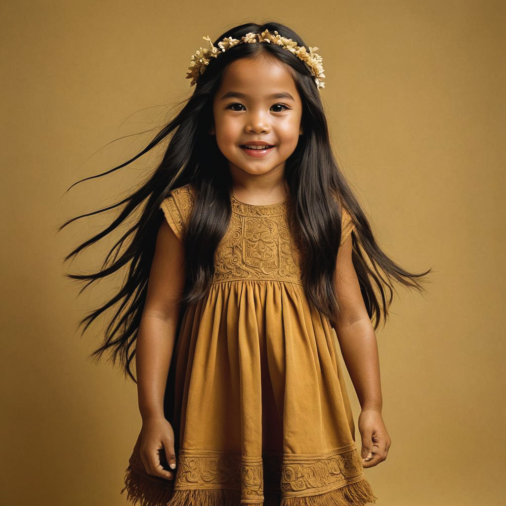 Joyful Maori Child in Studio Portrait