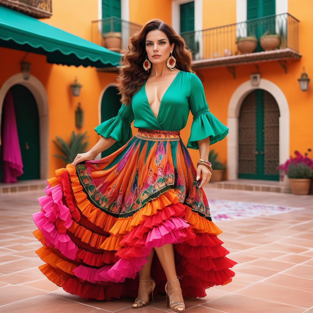 Vibrant Flamenco Dancer in Kahlo Style