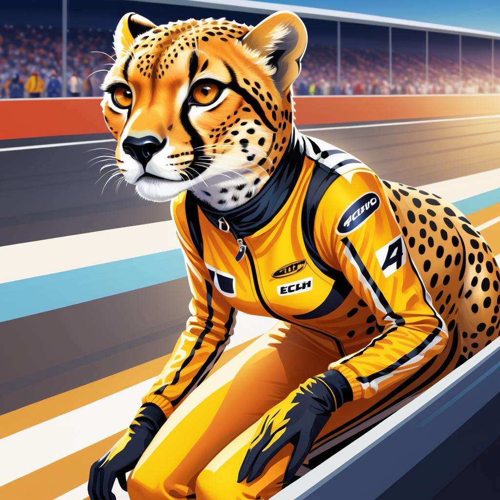 Vibrant Cheetah Racing Art Illustration