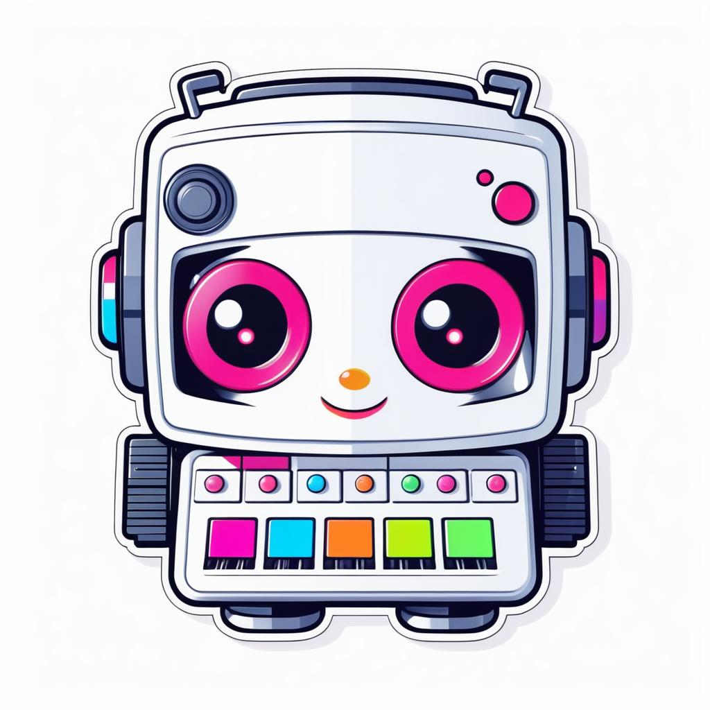 Kawaii Robot Playing Modular Synth Sticker