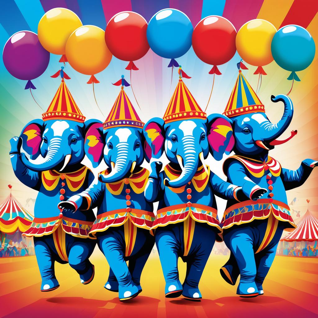 Whimsical Elephants in Circus Performance