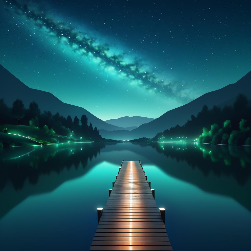 Zen Minimalist Bridge Over Moonlit Lake