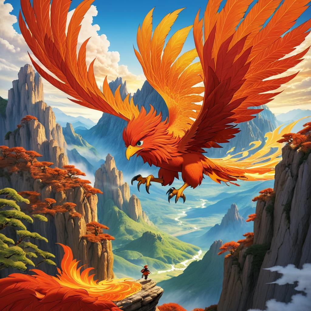 Epic Adventure with a Fiery Phoenix