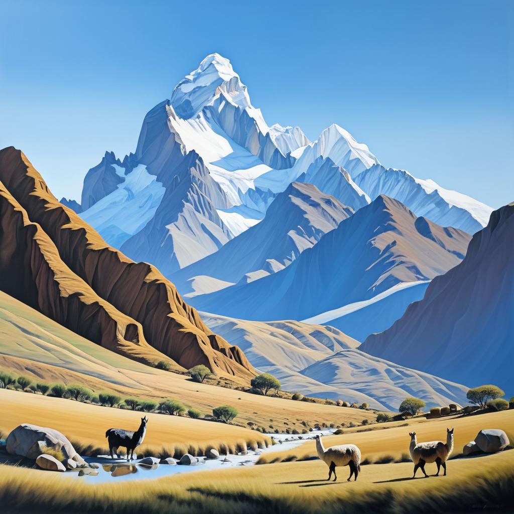 Serene Andes Landscape with Llamas