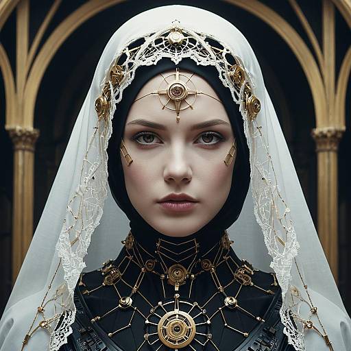 Veiled Cybernetic Woman Portrait