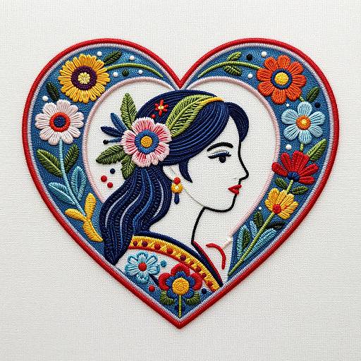 Intricate Heart-Shaped Embroidery Art