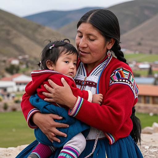 Quechua Mother Embracing Tradition