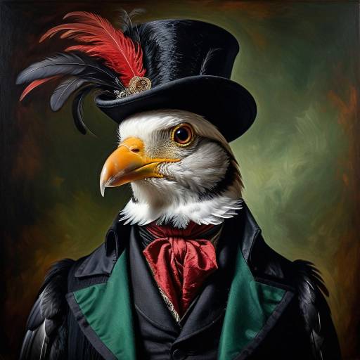 Aristocratic Bird in 19th Century Elegance