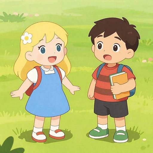 Whimsical Kids in a Sunny Field