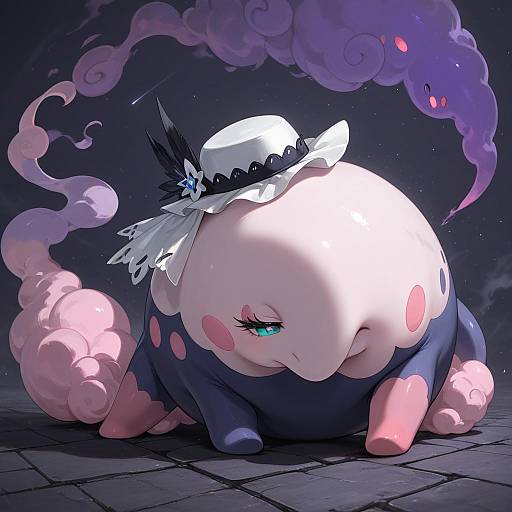 Illustration of Musharna, pokemon in the style of Neco