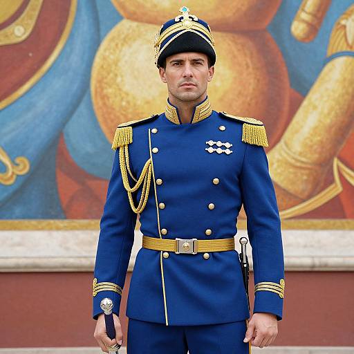 Regal Man in Ornate Military Uniform