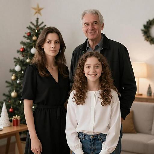 Warm Family Photo in Cozy Christmas Room
