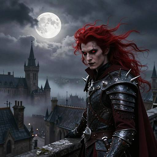 Redhead Vampire on Misty Rooftop
