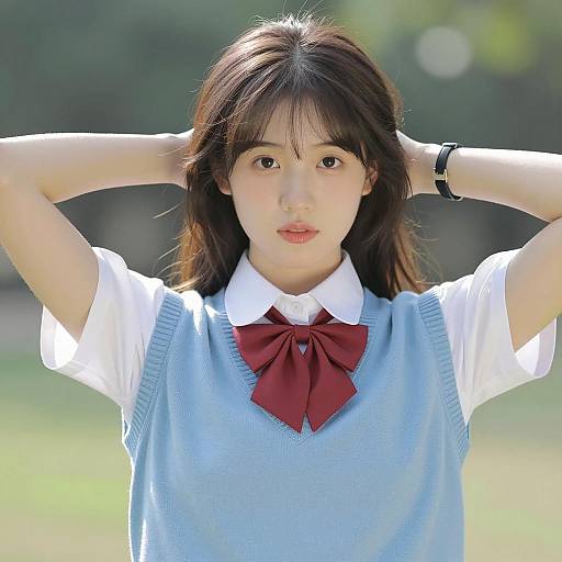 Outdoor Portrait of Asian Girl in Sweater