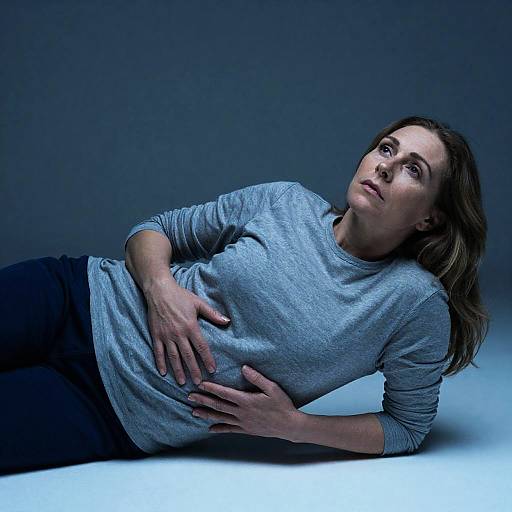 Serene Photo of Woman on Blue Floor
