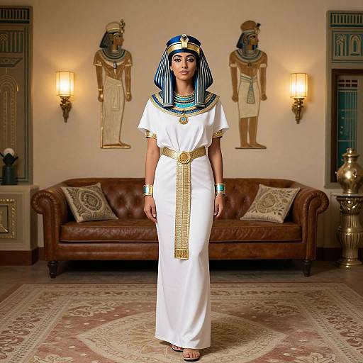 Egyptian Woman in White Dress