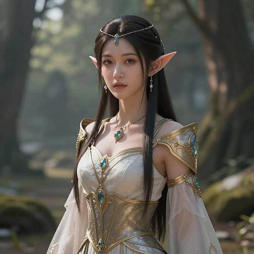 Ultra-Detailed Elven Empress Wallpaper