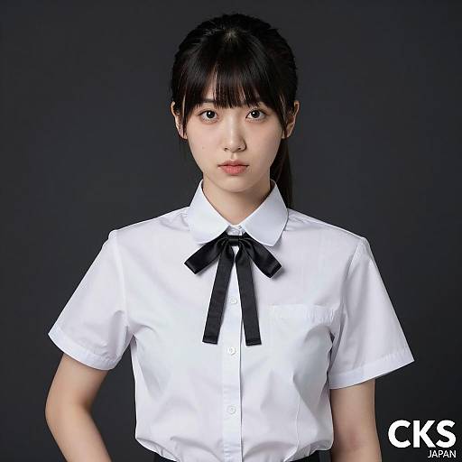 Stylish Portrait of Asian Woman in Bow Tie