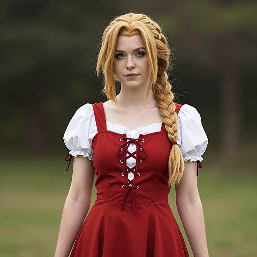 Woman in Aerith Gainsborough Inspired Cosplay