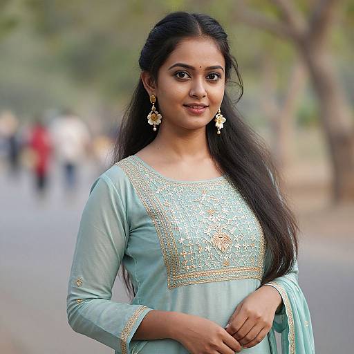 Realistic Woman in Salwar Suit