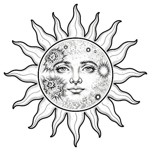 Realistic Sun Coloring Page with Solar Flares