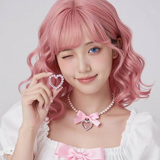 Playful Woman with Pink Accessories