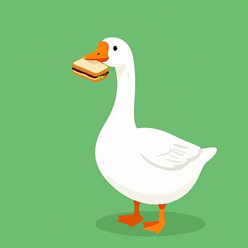 Minimalist Goose with Sandwich Illustration