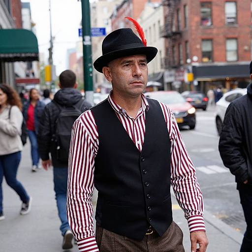 Confident Man on Bustling City Street