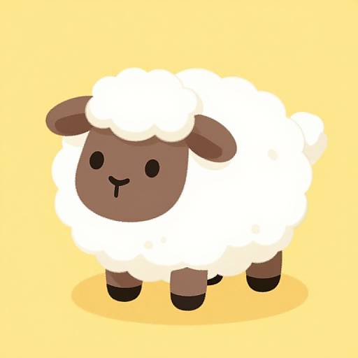 Whimsical Cartoon Fluffy Sheep Illustration