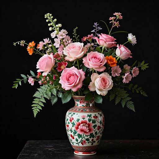 Hyperdetailed Floral Vase Still Life