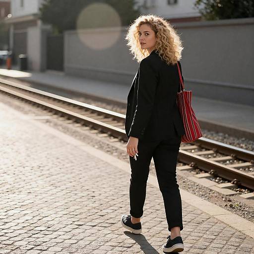 Blonde Woman in Urban Sunlit Scene