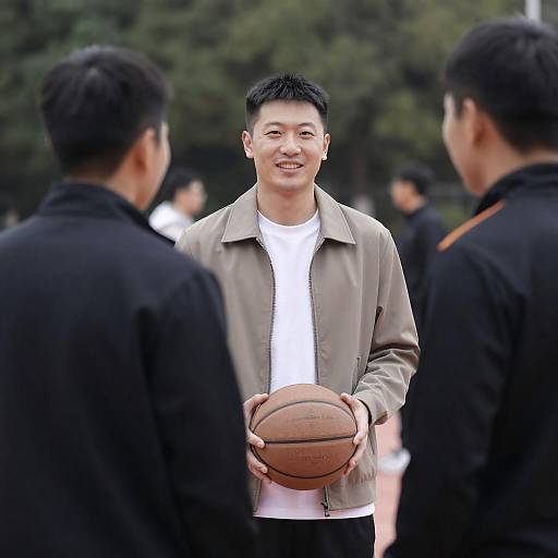 Outdoor Basketball Scene with Friends