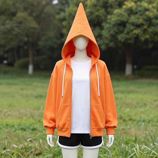 Mannequin in Orange Hoodie Outfit