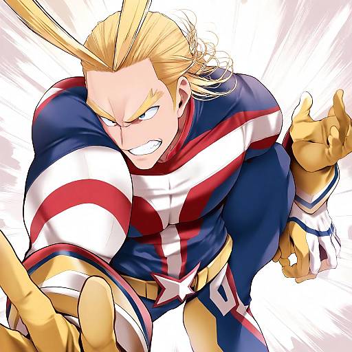 Illustration of All might, boku no hero academia in the style of Oouso