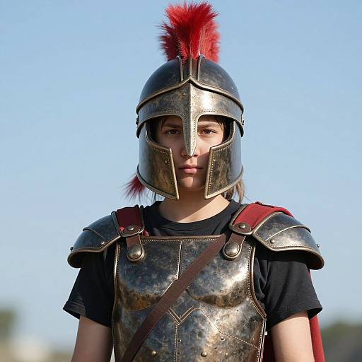 Realistic Spartan Warrior Boy Portrait