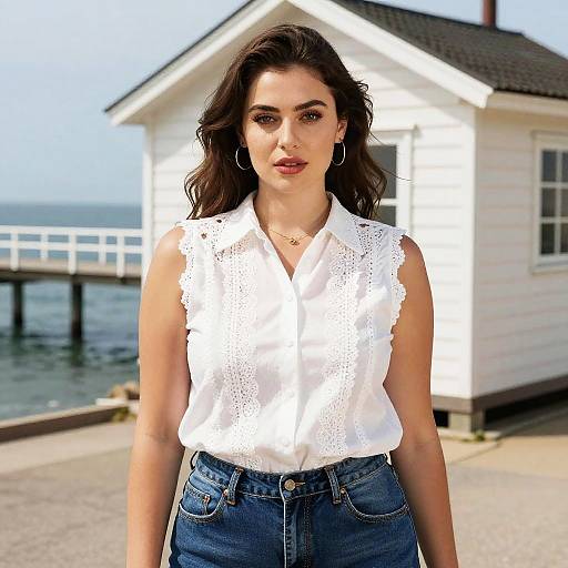 Stocky Woman at Seaside Cottage