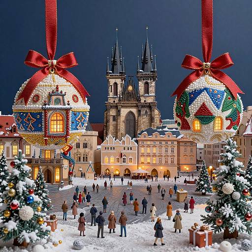Volumetric Prague Christmas Ornament Diorama