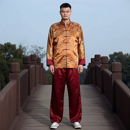 Man Wearing Traditional Yao Ming Costume